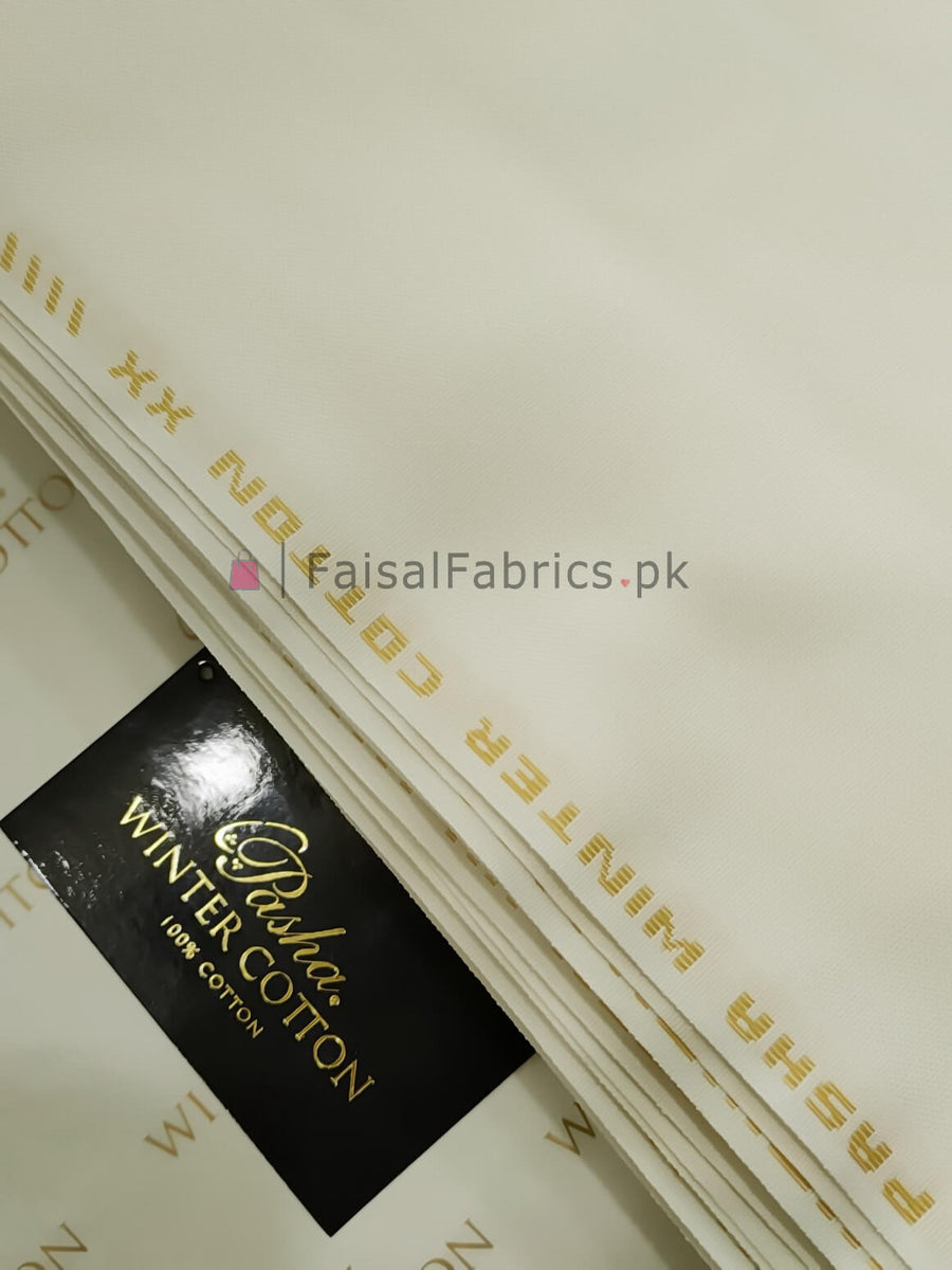 PASHA Winter Cotton Men’s Shalwar Kameez Full Suit Cream - FaisalFabrics.pk