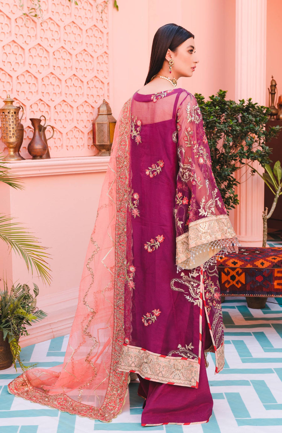 MASHQ Premium Embroidered Formals 3pc Suit QFD-0036 GARDEN OF EDEN - FaisalFabrics.pk