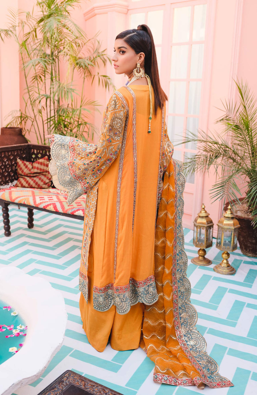 MASHQ Premium Embroidered Formals 3pc Suit QFD-0038 OLD MEMORIES - FaisalFabrics.pk