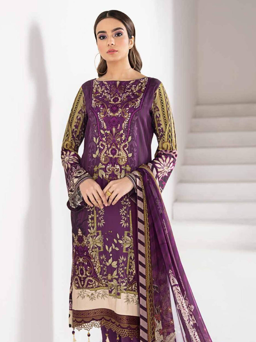 Ramsha Reet Fall Winter Embroidered Linen Unstitched 3pc Suit R-202 - FaisalFabrics.pk