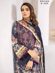 Ramsha Reet Fall Winter Embroidered Linen Unstitched 3pc Suit R-203 - FaisalFabrics.pk