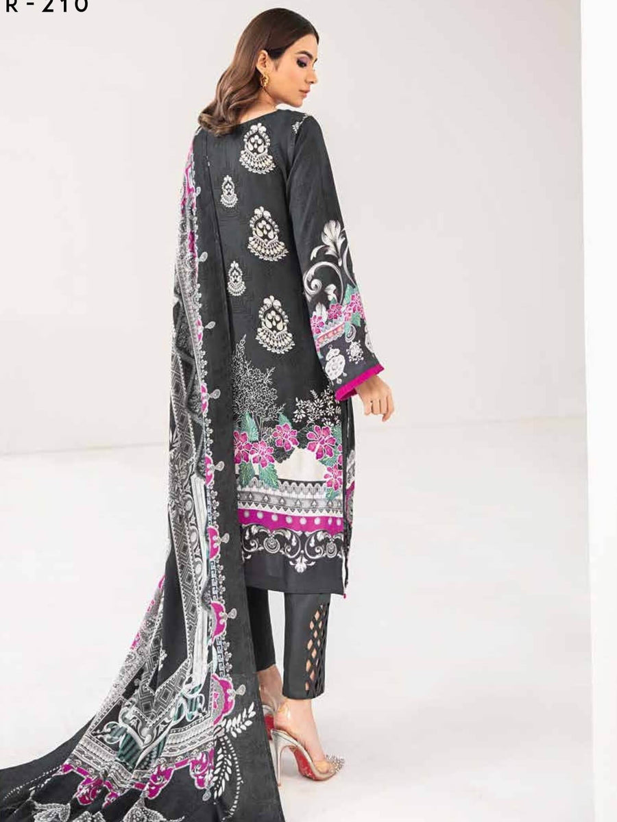 Ramsha Reet Fall Winter Embroidered Linen Unstitched 3pc Suit R-210 - FaisalFabrics.pk