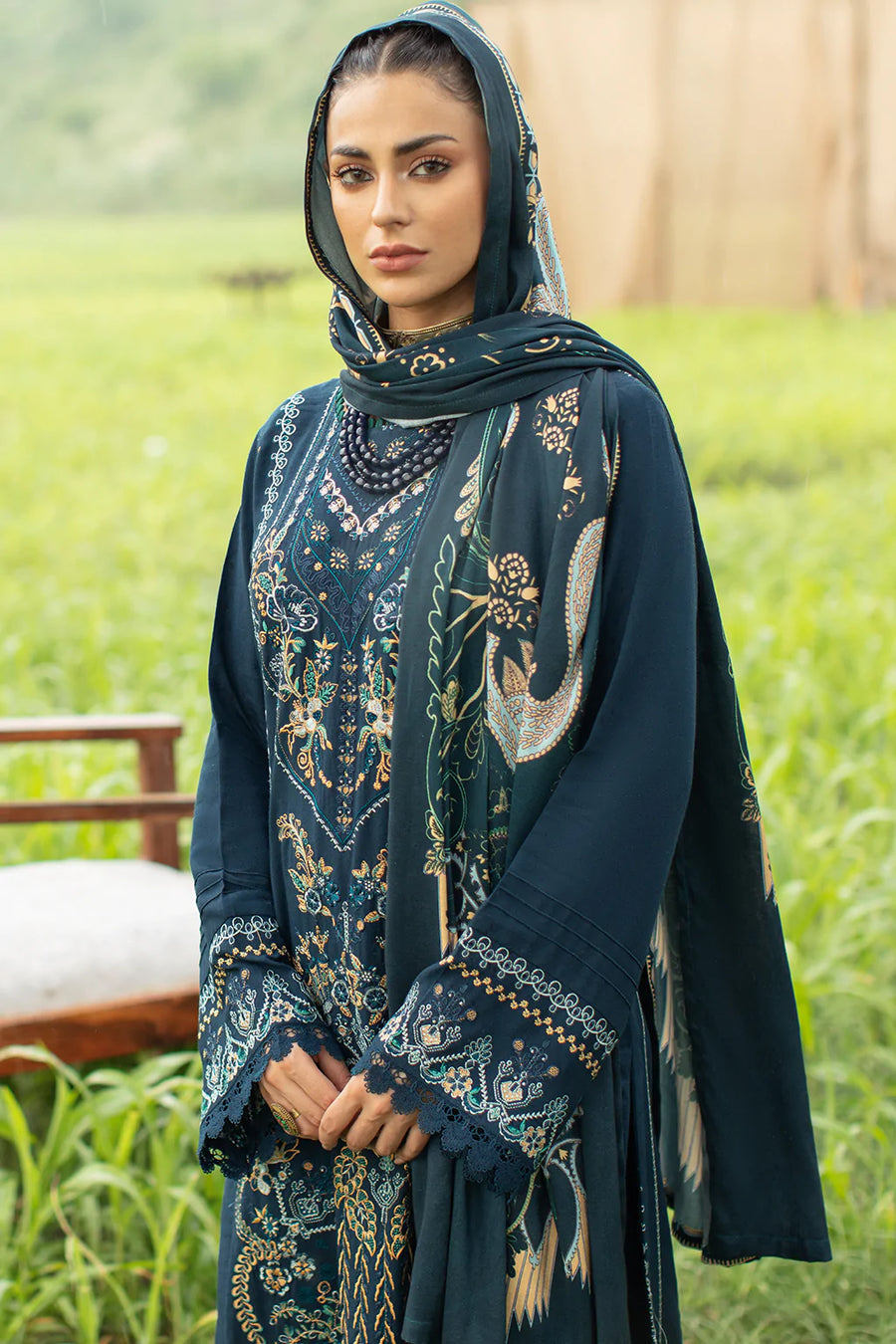 Ramsha Reet Embroidered Luxury Karandi Unstitched 3Pc Suit R-603