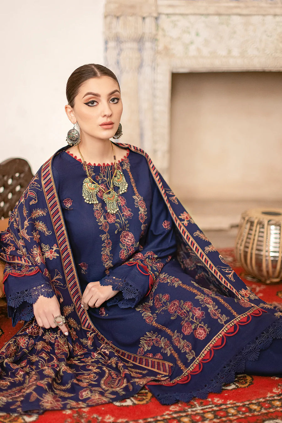 Ramsha Reet Vol-08 Embroidered Luxury Karandi Unstitched 3Pc R-801