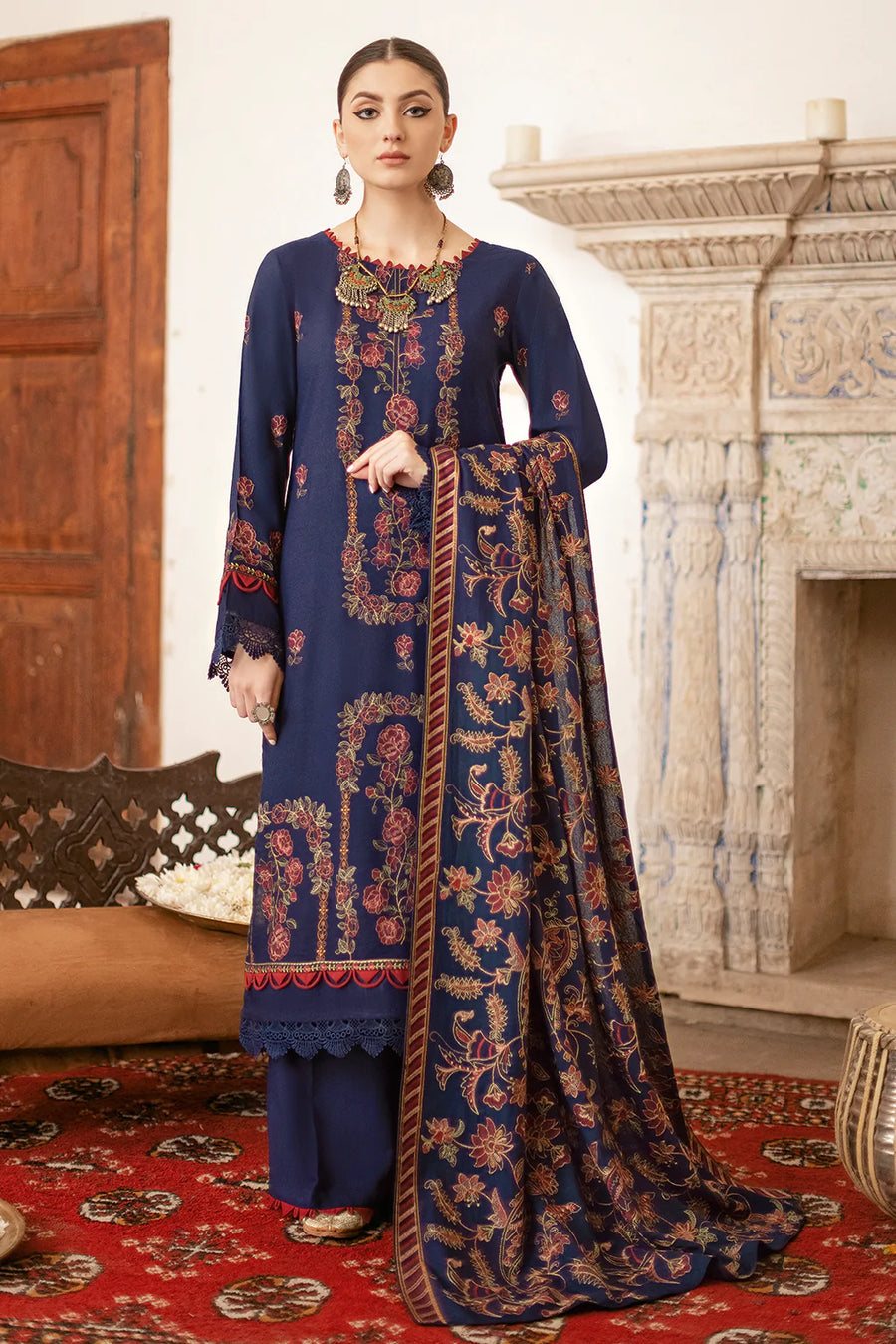 Ramsha Reet Vol-08 Embroidered Luxury Karandi Unstitched 3Pc R-801