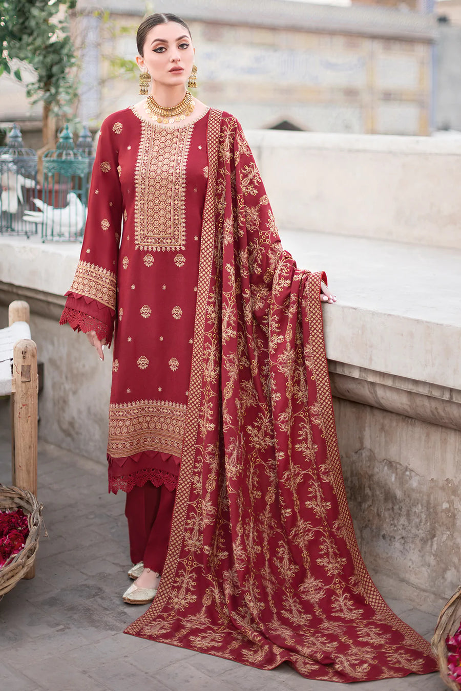Ramsha Reet Vol-08 Embroidered Luxury Karandi Unstitched 3Pc R-802