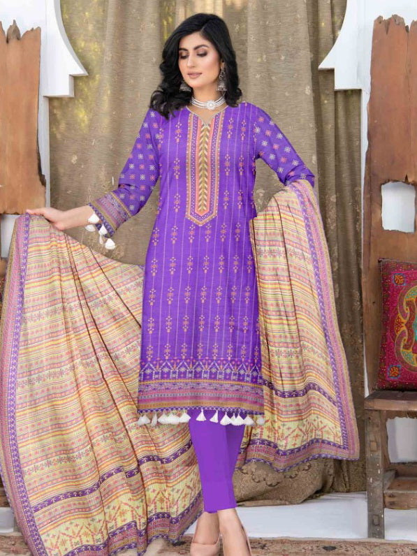 Rashk e Qamar Unstitched Digital Printed Slub Lawn 3Pc Suit REQ-01