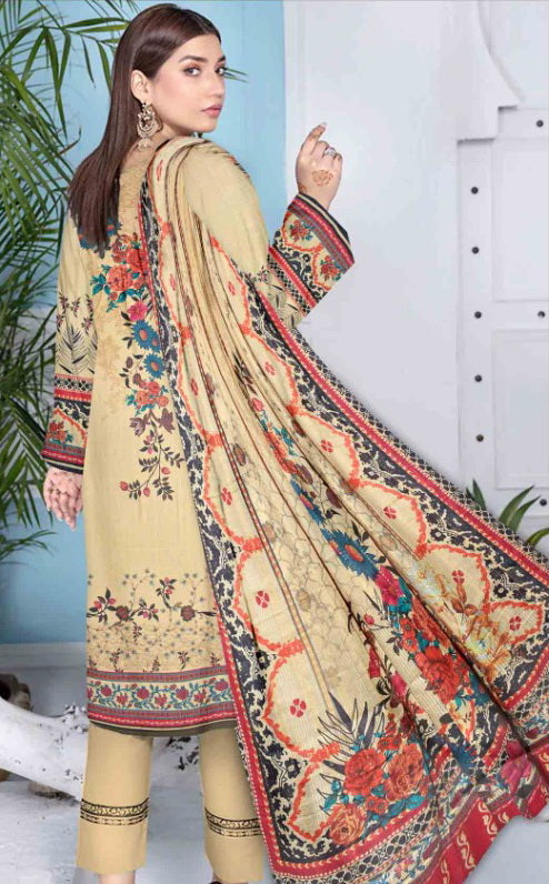 Rashk e Qamar Unstitched Digital Printed Slub Lawn 3Pc Suit REQ-02