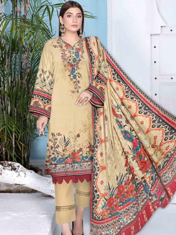 Rashk e Qamar Unstitched Digital Printed Slub Lawn 3Pc Suit REQ-02