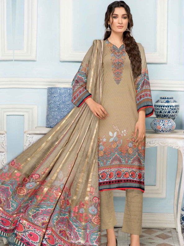 Rashk e Qamar Unstitched Digital Printed Lawn 3Pc Suit REQ-04