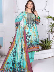 Rashk e Qamar Unstitched Digital Printed Slub Lawn 3Pc Suit REQ-04