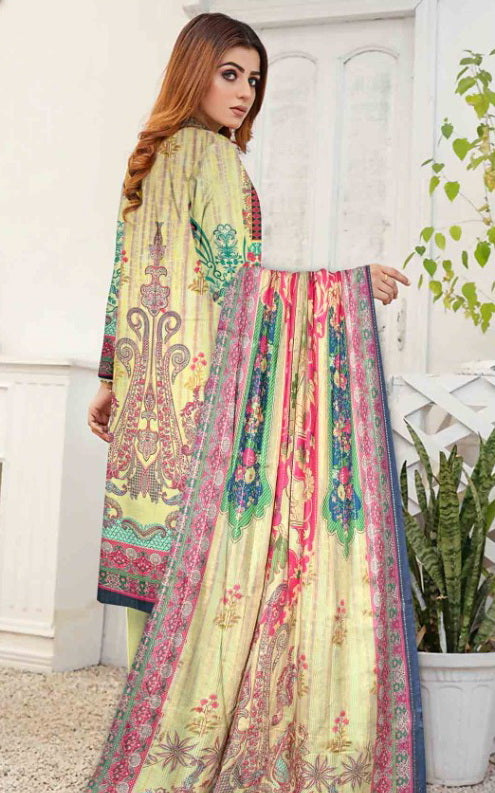 Rashk e Qamar Unstitched Digital Printed Slub Lawn 3Pc Suit REQ-05