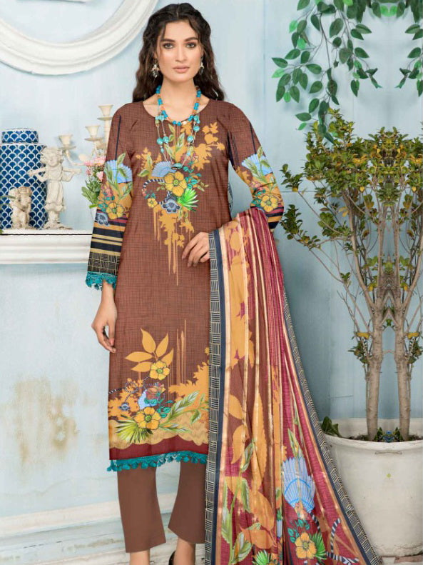 Rashk e Qamar Unstitched Digital Printed Lawn 3Pc Suit REQ-05