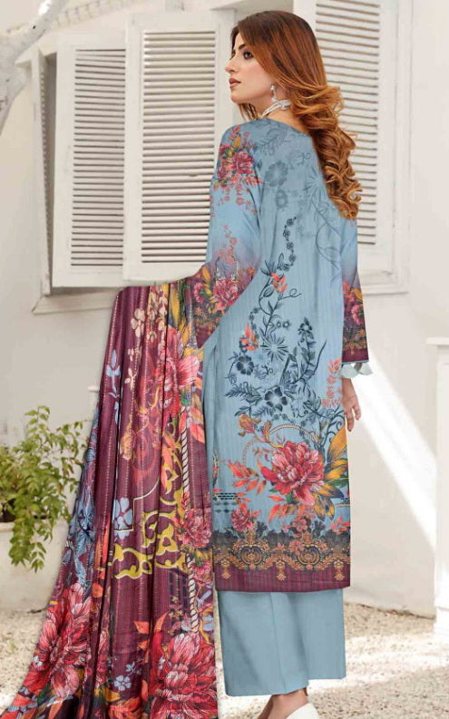 Rashk e Qamar Unstitched Digital Printed Slub Lawn 3Pc Suit REQ-06