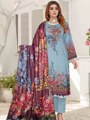 Rashk e Qamar Unstitched Digital Printed Slub Lawn 3Pc Suit REQ-06