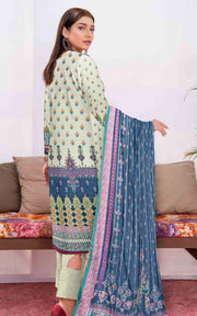 Rashk e Qamar Unstitched Digital Printed Slub Lawn 3Pc Suit REQ-08