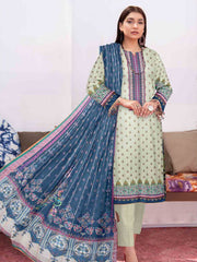 Rashk e Qamar Unstitched Digital Printed Slub Lawn 3Pc Suit REQ-08