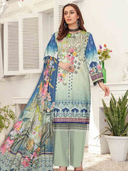 Rashk e Qamar Unstitched Digital Printed Slub Lawn 3Pc Suit REQ-09