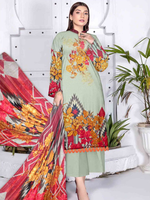 Rashk e Qamar Unstitched Digital Printed Slub Lawn 3Pc Suit REQ-11