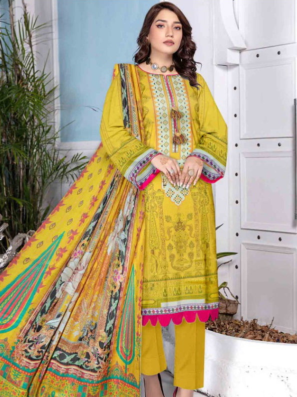 Rashk e Qamar Unstitched Digital Printed Slub Lawn 3Pc Suit REQ-12