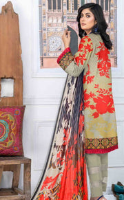 Rashk e Qamar Unstitched Digital Printed Slub Lawn 3Pc Suit REQ-13