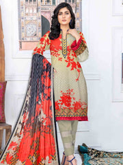 Rashk e Qamar Unstitched Digital Printed Slub Lawn 3Pc Suit REQ-13
