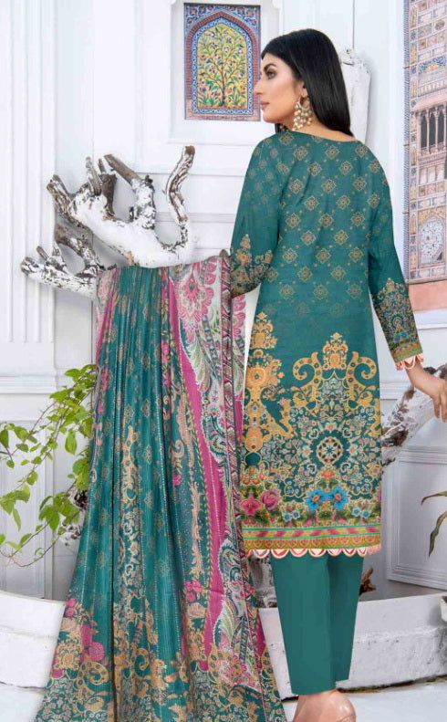 Rashk e Qamar Unstitched Digital Printed Slub Lawn 3Pc Suit REQ-14