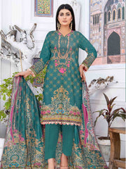 Rashk e Qamar Unstitched Digital Printed Slub Lawn 3Pc Suit REQ-14