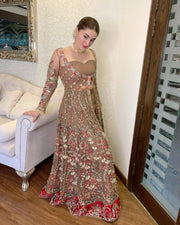 DAHAB by Sumaria’s Couture Festive Unstitched 3Pc Suit D-03 Red Poppy