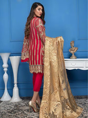 Akbar Aslam Luxury Chiffon Collection 2020 3pc Suit AAC-1102 RED TULIP - FaisalFabrics.pk