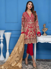 Akbar Aslam Luxury Chiffon Collection 2020 3pc Suit AAC-1102 RED TULIP - FaisalFabrics.pk