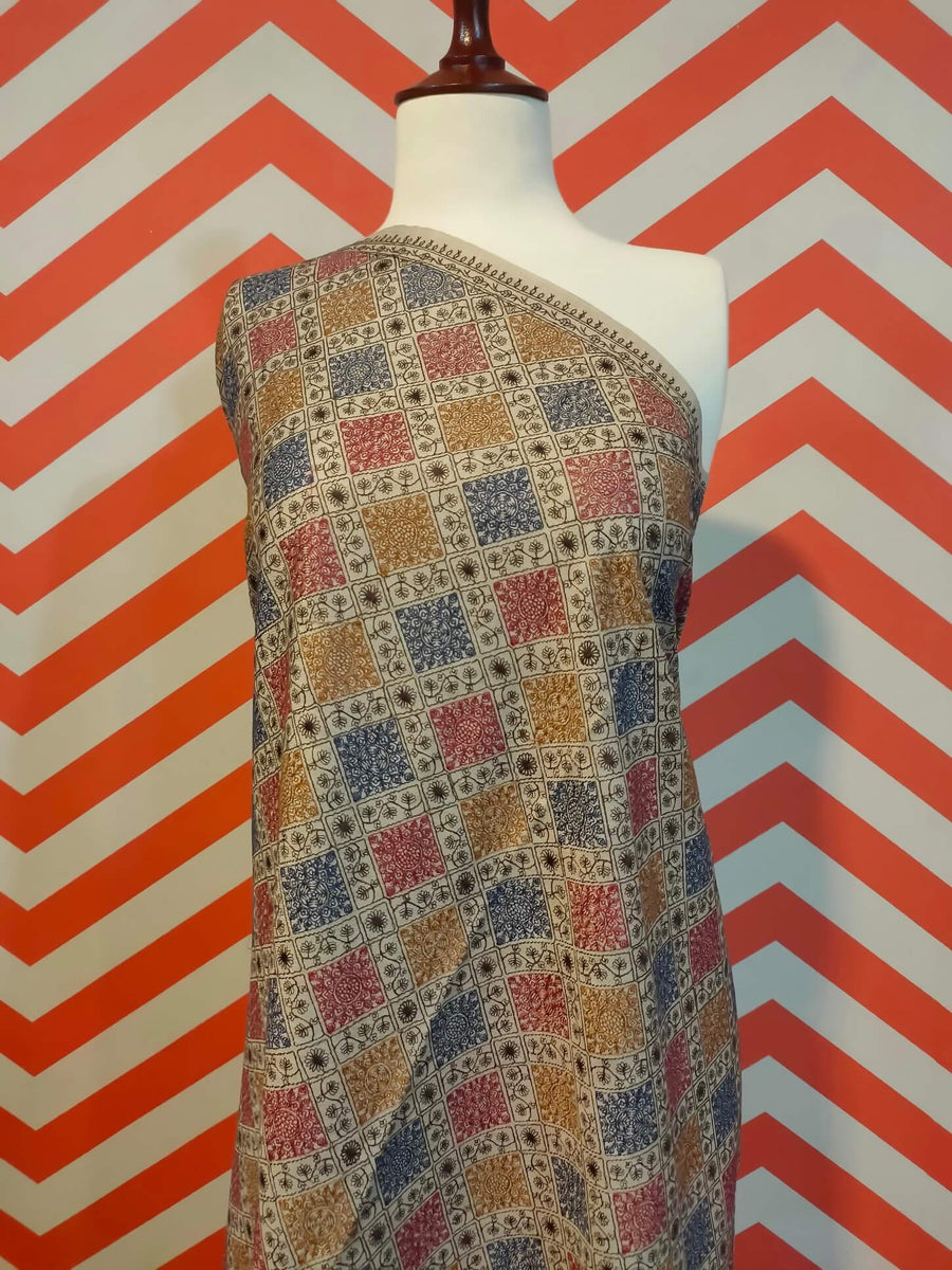 Womens Kashmiri Embroidered Shawl, Silk Thread Needlework - JAAL RK-02 - FaisalFabrics.pk