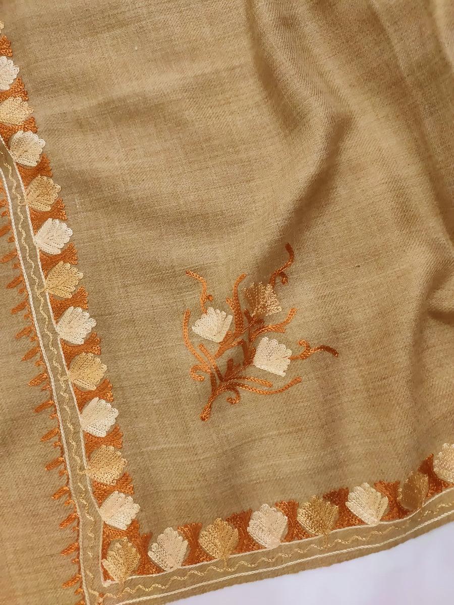 Womens Pashmina Wool Shawl with Embroidery Border work RK21-19 - FaisalFabrics.pk
