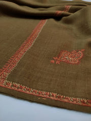 Womens Kashmiri Hand Embroidered Shawl, Border Design Work RK21009 - FaisalFabrics.pk