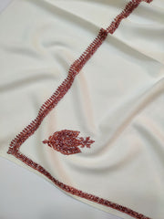 Womens Kashmiri Hand Embroidered Shawl, Border Design Work RK21010 - FaisalFabrics.pk