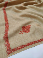 Womens Kashmiri Hand Embroidered Shawl, Border Design Work RK21012 - FaisalFabrics.pk