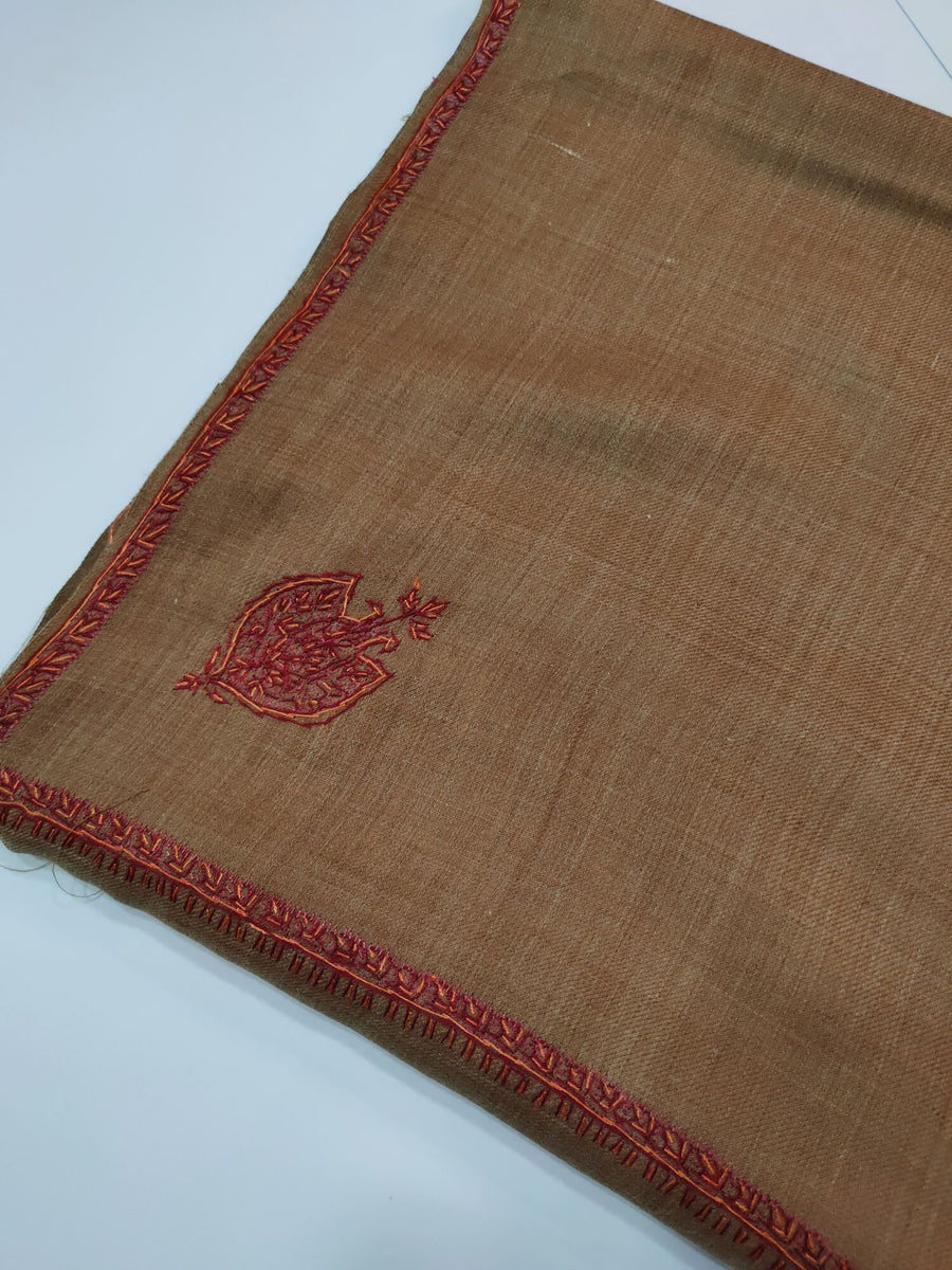 Womens Kashmiri Hand Embroidered Shawl, Border Design Work RK21013 - FaisalFabrics.pk