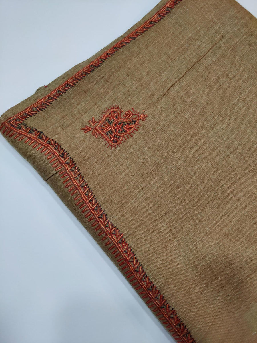Womens Kashmiri Hand Embroidered Shawl, Border Design Work RK21014 - FaisalFabrics.pk