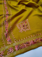 Womens Pashmina Wool Shawl with Embroidery Border work RK21025 - FaisalFabrics.pk
