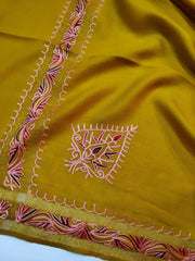 Womens Pashmina Wool Shawl with Embroidery Border work RK21025 - FaisalFabrics.pk