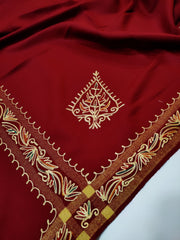Womens Pashmina Wool Shawl with Embroidery Border work RK21029 - FaisalFabrics.pk