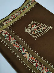 Womens Pashmina Wool Shawl with Embroidery Border work RK21035 - FaisalFabrics.pk