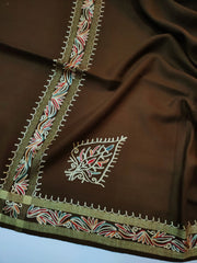 Womens Pashmina Wool Shawl with Embroidery Border work RK21035 - FaisalFabrics.pk