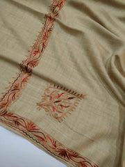 Womens Pashmina Wool Shawl with Embroidery Border work RK21041 - FaisalFabrics.pk