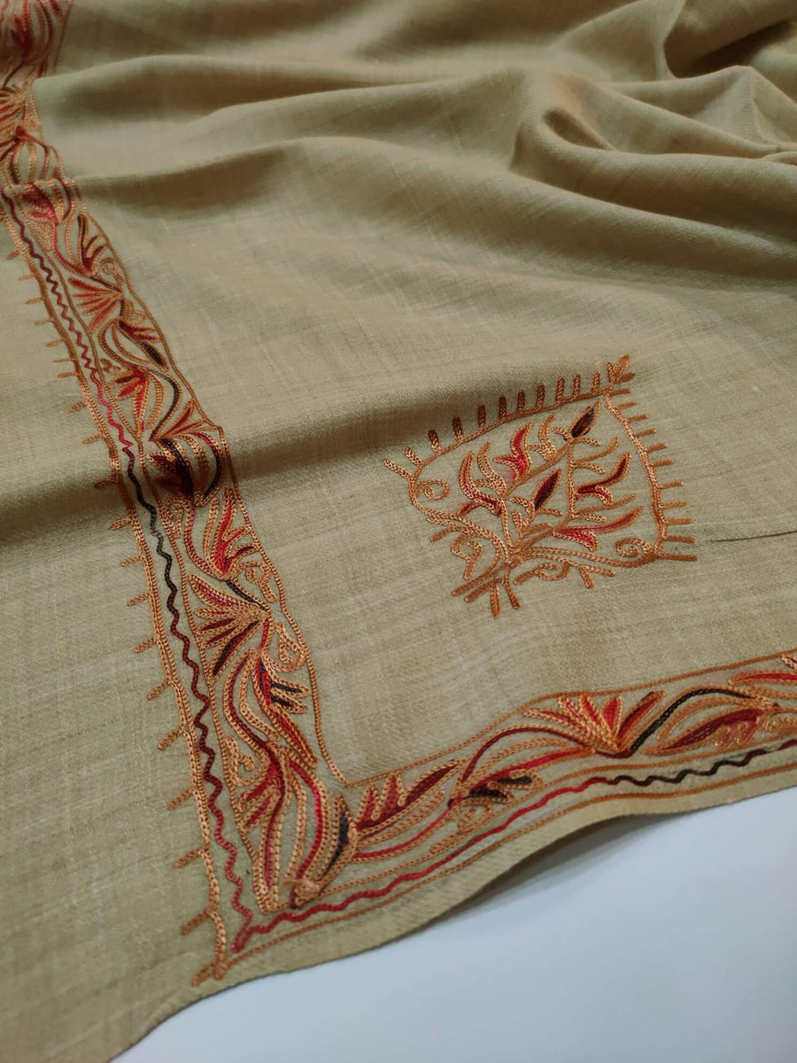 Womens Pashmina Wool Shawl with Embroidery Border work RK21041 - FaisalFabrics.pk