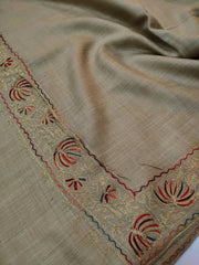 Womens Pashmina Wool Shawl with Embroidery Border work RK21042 - FaisalFabrics.pk
