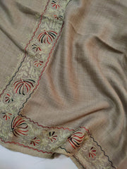 Womens Pashmina Wool Shawl with Embroidery Border work RK21044 - FaisalFabrics.pk