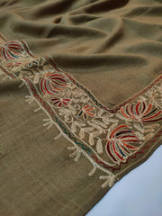 Womens Pashmina Wool Shawl with Embroidery Border work RK21045 - FaisalFabrics.pk