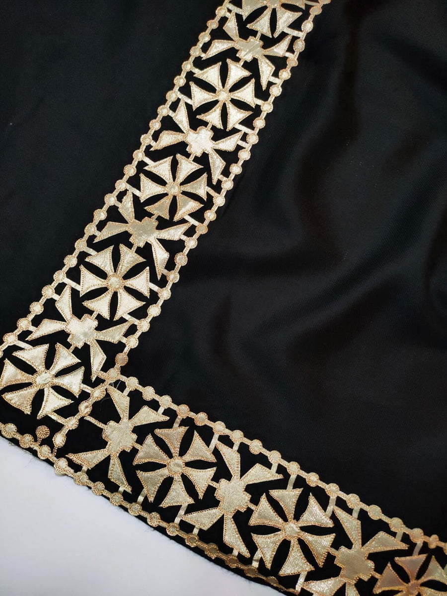 Womens Soft Wool Cashmere Shawl with Aplic Work Border Full Size RK21048 - FaisalFabrics.pk