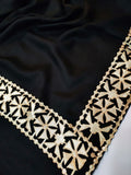 Womens Soft Wool Cashmere Shawl with Aplic Work Border Full Size RK21048 - FaisalFabrics.pk